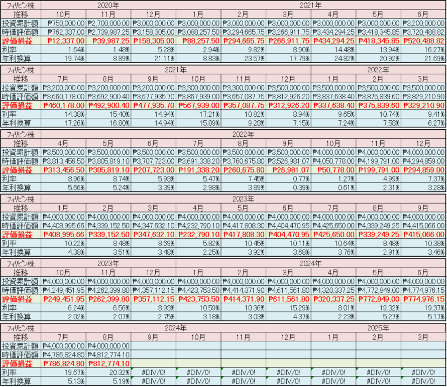 フィリピン株2024年8月末の保有内容