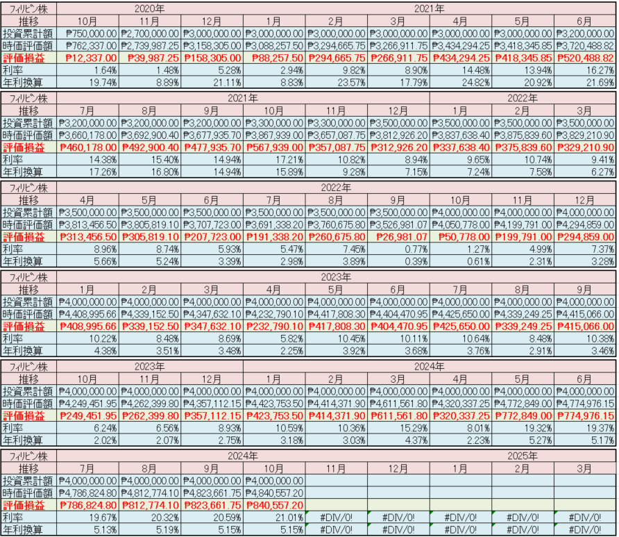 フィリピン株2024年10月末の保有内容