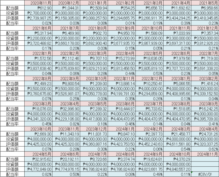 フィリピン株 配当金 Cash Dividend 2024年10月