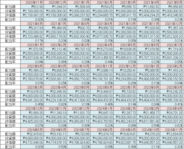 フィリピン株 配当金 Cash Dividend 2024年11月