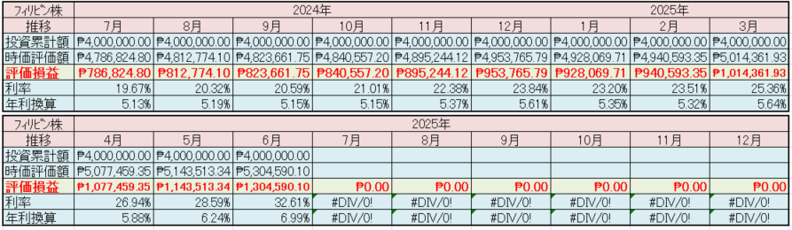 フィリピン株2025年6月末の保有内容