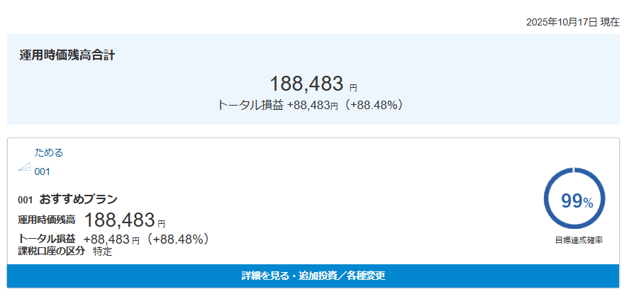 マネックス証券 ONCOMPASS 運用状況 2025年10月